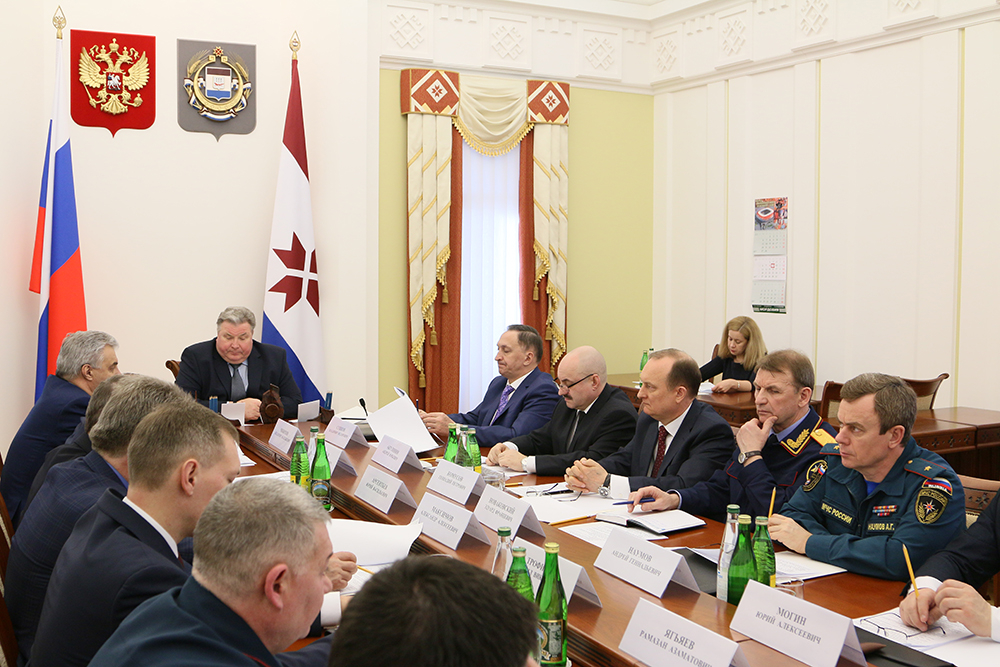 Глава Республики Мордовия В.Д. Волков открывает заседание Антитеррористической комиссии Республики Мордовия