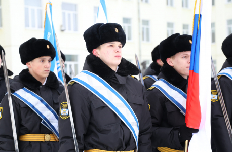 Урок мужества и торжественный митинг прошли в Архангельском морском кадетском корпусе по случаю Дня защитника Отечества